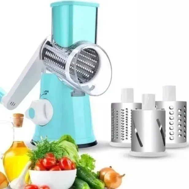 Molino Rallador Cortador 3en1 Pica Todo De Verduras Y Frutas Gris