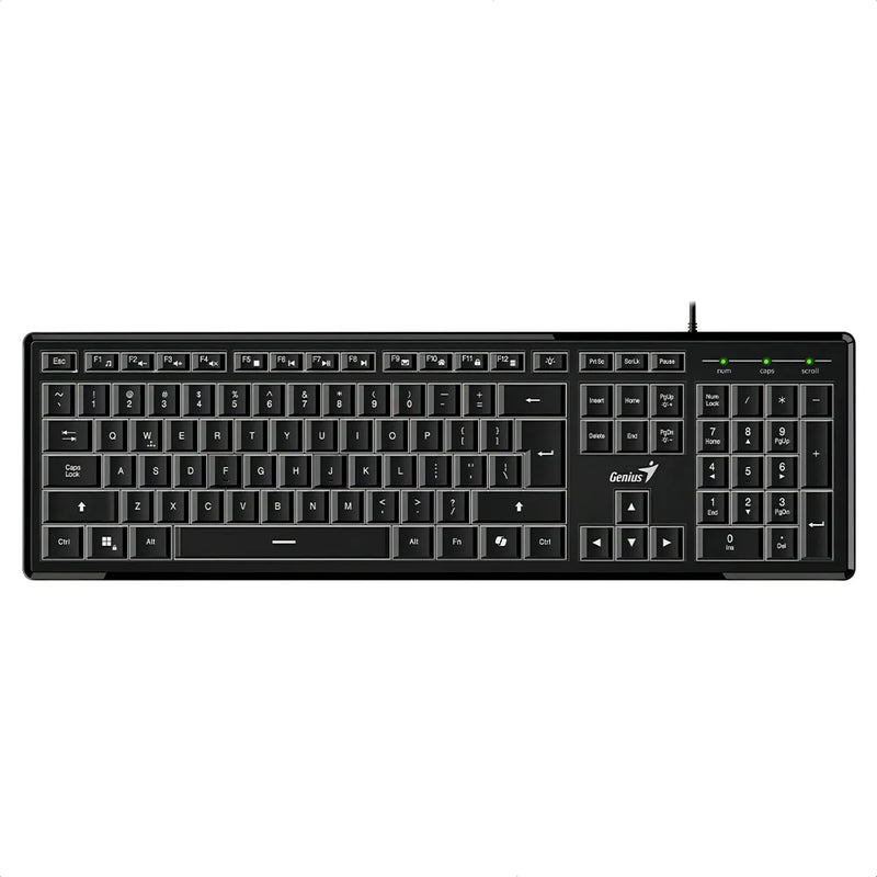 Teclado Con Cable Genius Slimstar 820 Iluminado Usb Teclado Negro Idioma Español España