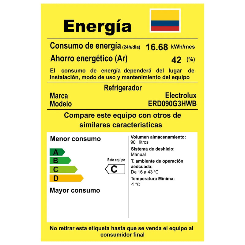 Minibar Electrolux frost 90L 1 puerta negro ERD090G3HWB