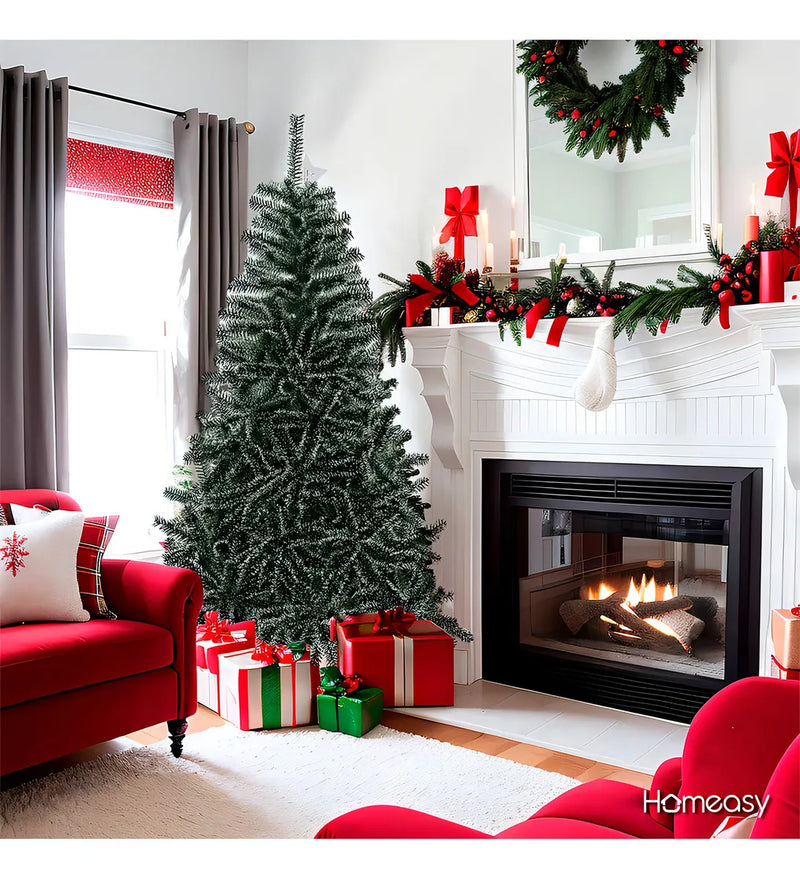 Árbol De Navidad Artificial Nevado Calidad Grande 1.80 M Color Verde