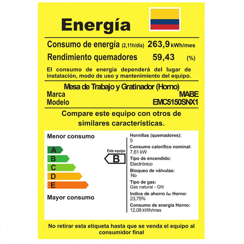 Estufa De Psio A Gas 52 Cm Inox Mabe Emc5150snx1