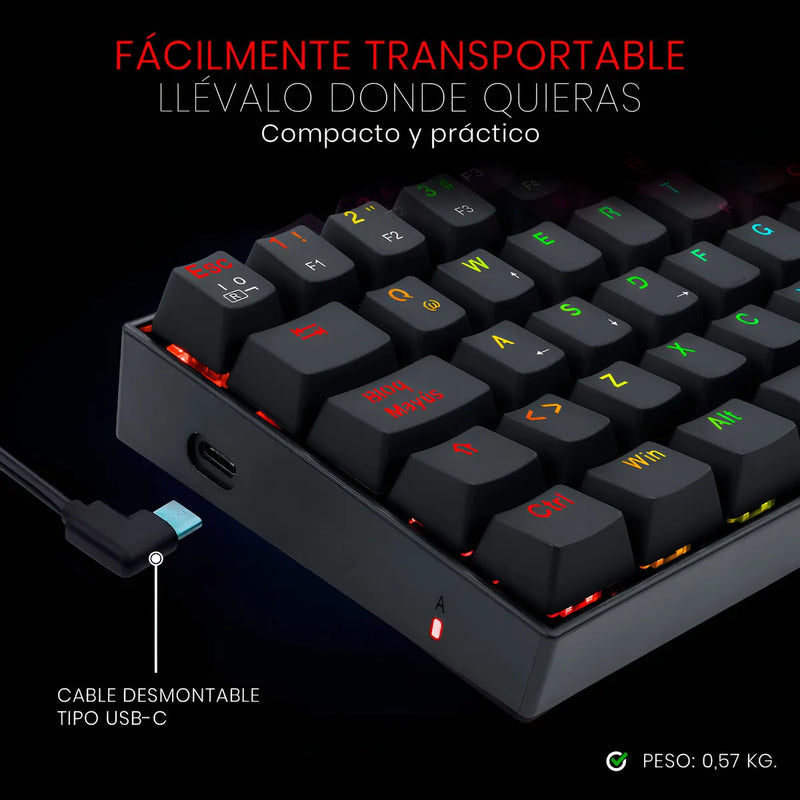 Teclado Dragonborn K630 Qwerty Red Negro Con Luz Rgb Españo Idioma Español Latinoamérica Color Del Teclado Negro