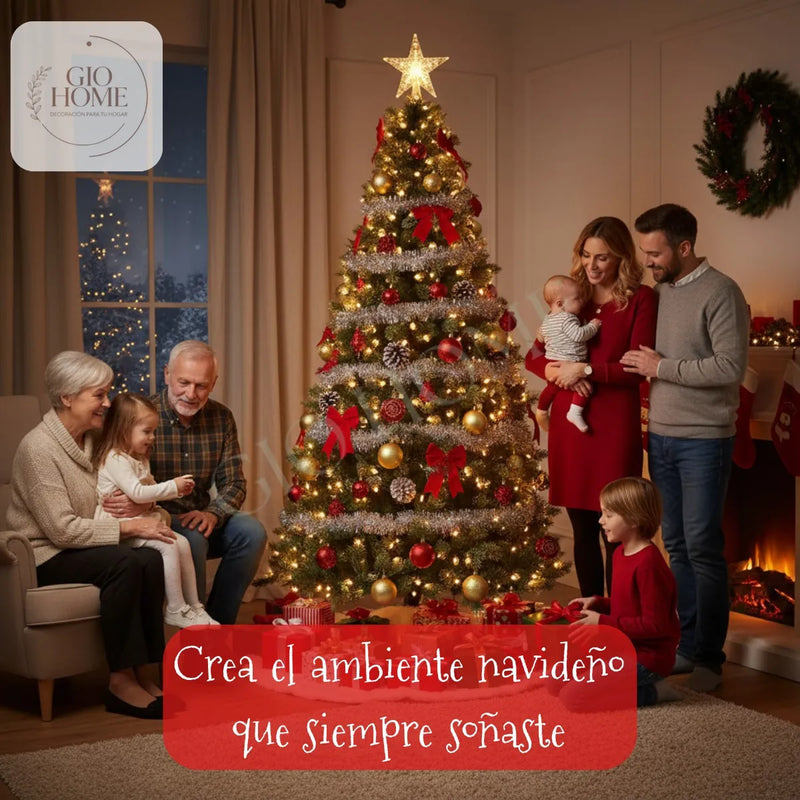 Arbol De Navidad Noruega 1.80m 338 Puntas Gio Home Pino Navideño Look Natural Base Metalica Artificial Para Decoracion Con Bolas Adornos Extension Cintas Bombillos Botas Campanas Luces Estrella Noel