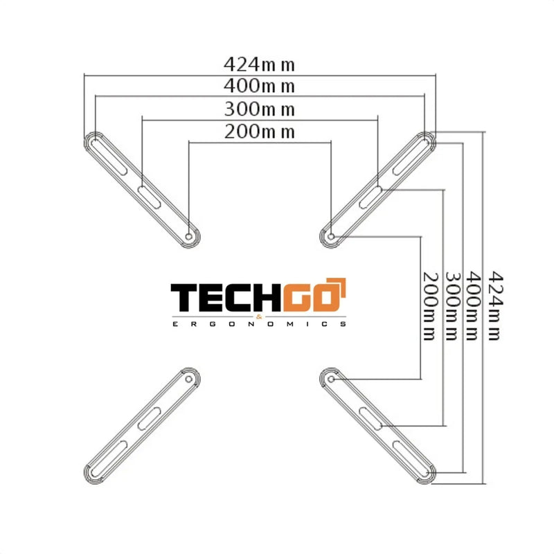Kit 4 Adaptadores Extensión Vesa Soportes Tv, Techgo Spa-03 Negro