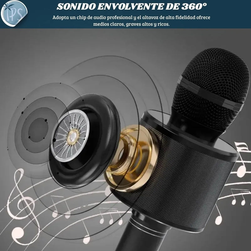 Microfono Karaoke Bluetooth -altavoz Ws 858 Color Rosa Chicle