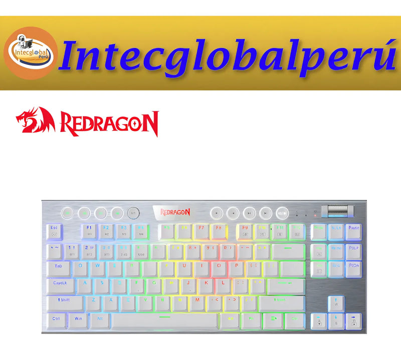 Teclado Gamer Inalámbrico Redragon Horus K621w Tkl Blanc Rgb Idioma Español Latinoamérica Color Del Teclado Blanco