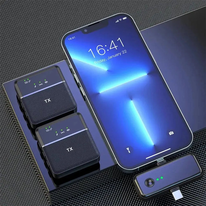 Microfono Sx31 De Solapa Inalambrico Para Celular Tipo C I Negro