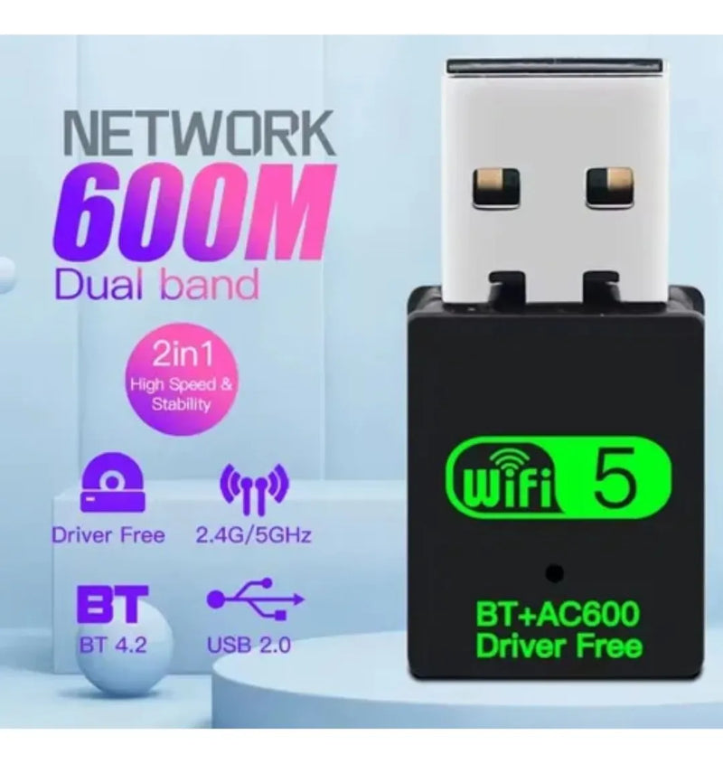 Adaptador Bluetooth Y Red Wi-fi Dual 2.4 Y 5g Bt 4.2 A 600