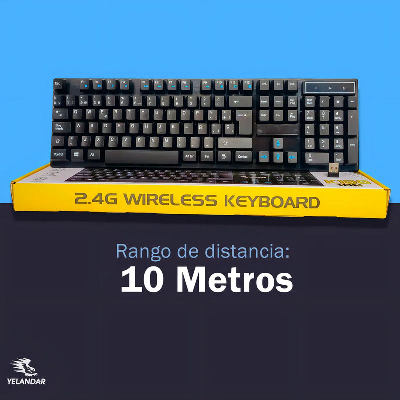 Teclado Inalámbrico Con Receptor Usb Tiene La Letra Ñ Yelandar K100 Teclado Negro Idioma Español