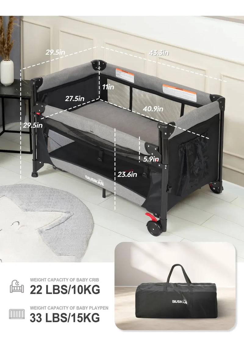 Biusikan Cuna Para Bebe, Empacar Y Jugar Con Moises, Cama De