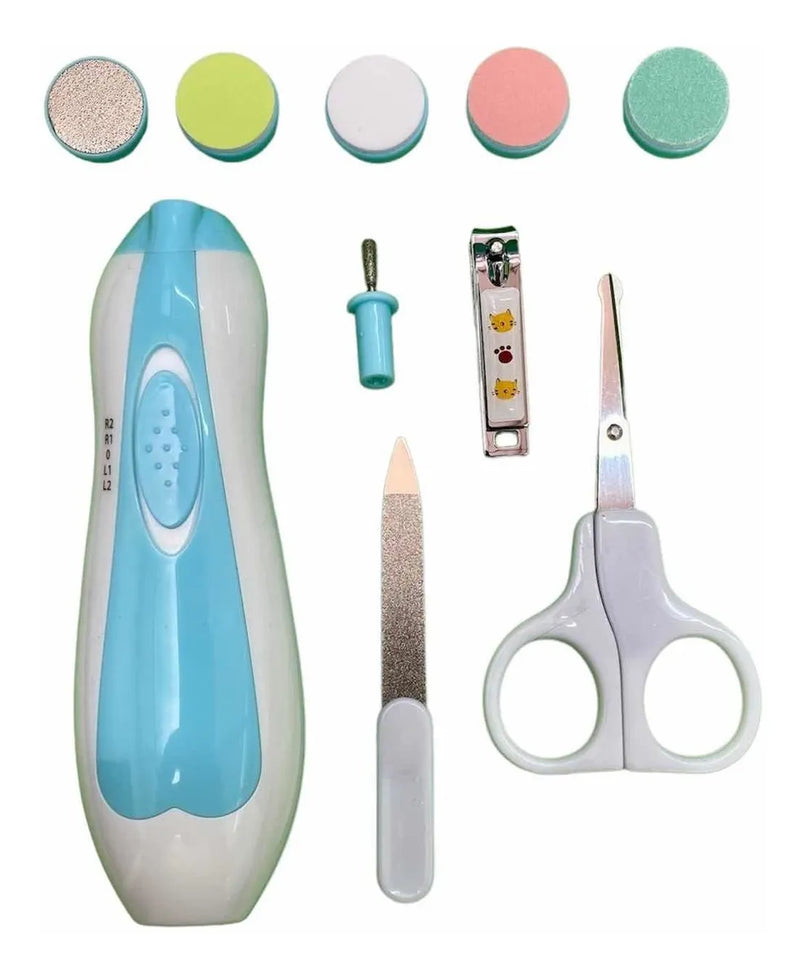 Set Manicure Completo Para Bebes Con Limas, Cortauña, Tijera Azul Claro