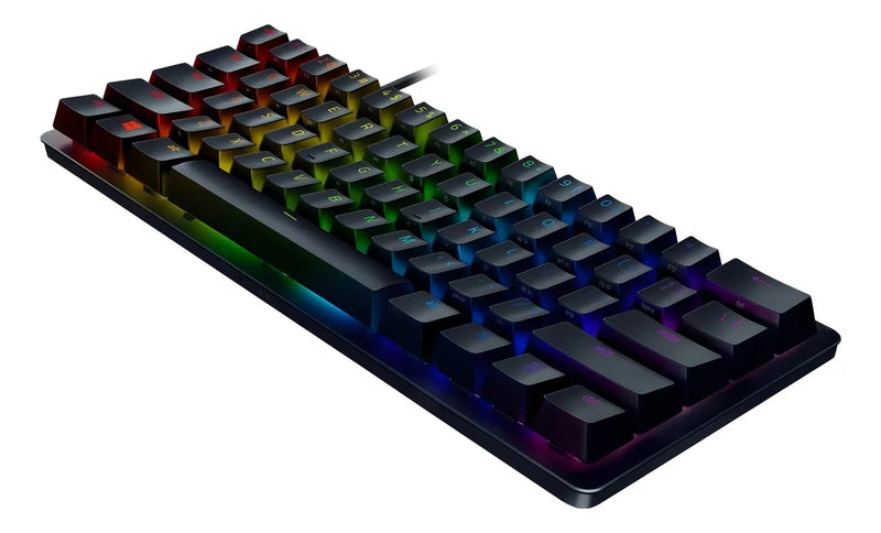 Teclado gamer Razer Huntsman Mini QWERTY Razer Purple inglés US color negro con luz RGB