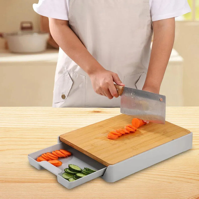 Tabla Picar Verduras Vegetales Madera Antideslizante Bandeja