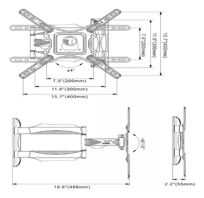 Soporte Tv 32 A 65 P4 Grande Brazo Largo Giratorio Disponible