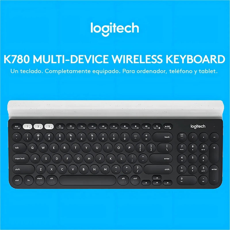 Teclado bluetooth Logitech QWERTY español latinoamérica color negro y blanco