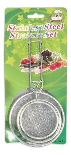 Juego De Coladores Metálicos X3pcs De Cocina Tamizador Acero