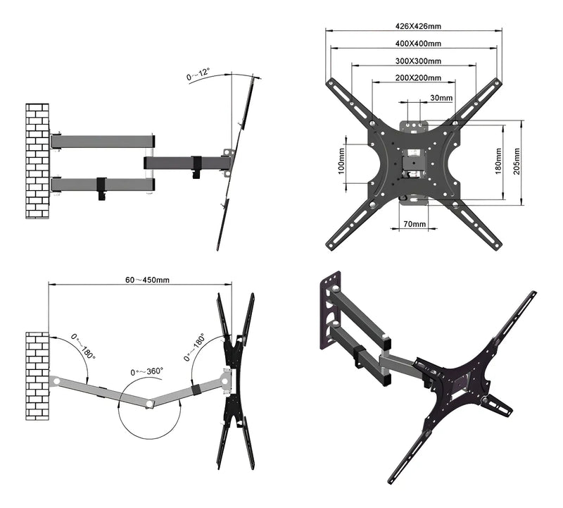 Soporte De Pared Movible Para Tv De 32 A 55 Pulgadas AN400 Negro KVHB