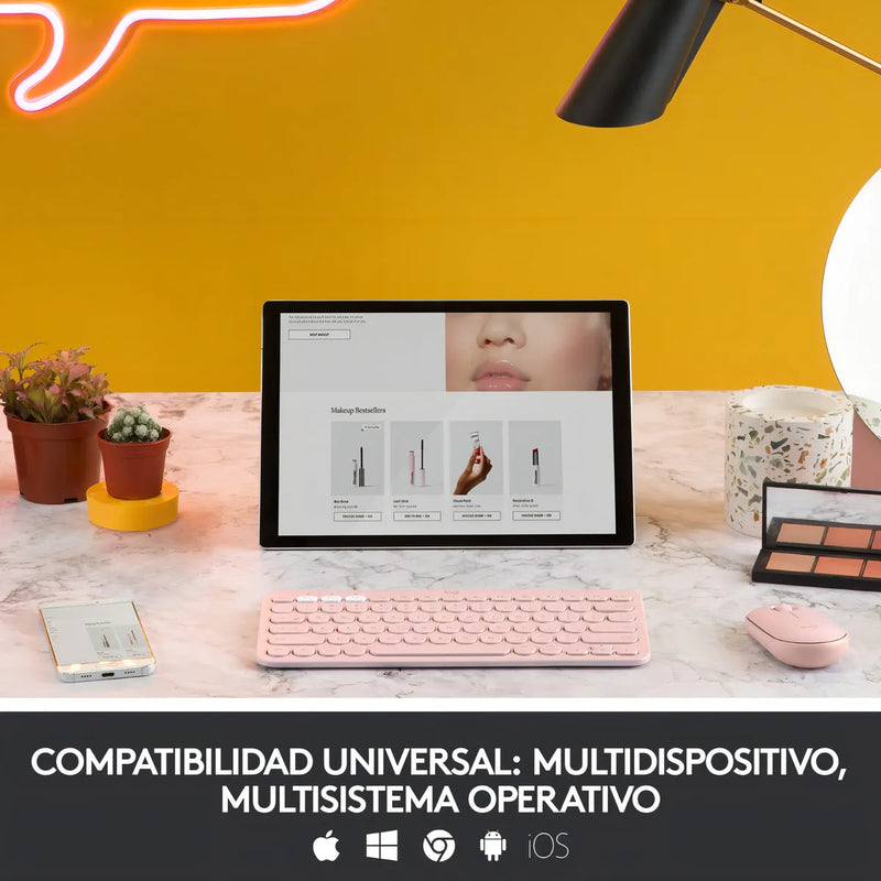 Logitech K380 Teclado Bluetooth Multi dispositivo Rosado Color del teclado Rosa Idioma Español