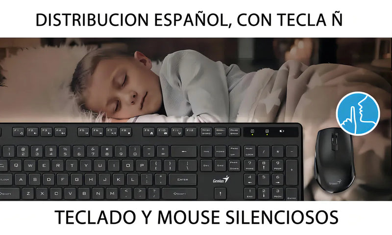 Combo Teclado + Mouse Inalambrico Genius Km-8206s Negro