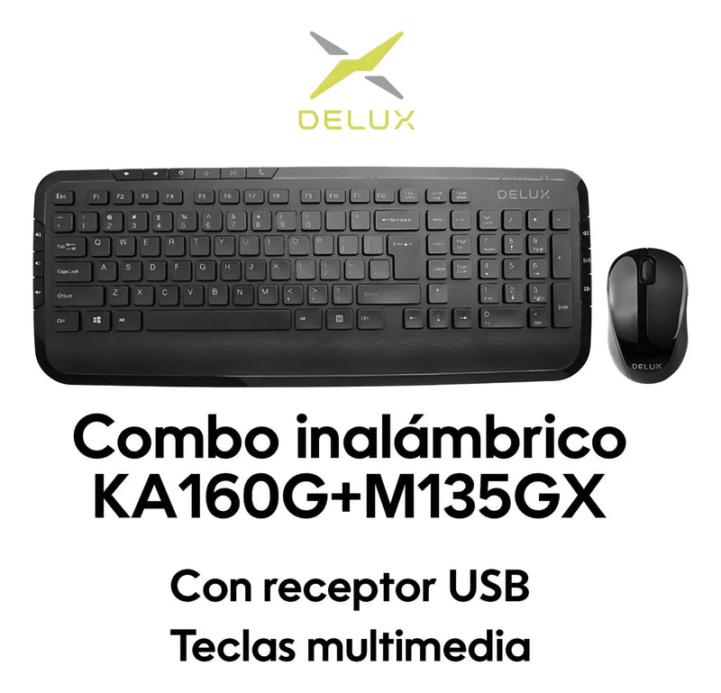 Combo Delux Teclado Slim Multimedia + Mouse + Pad Mouse Xxl Mouse Negro Teclado Negro