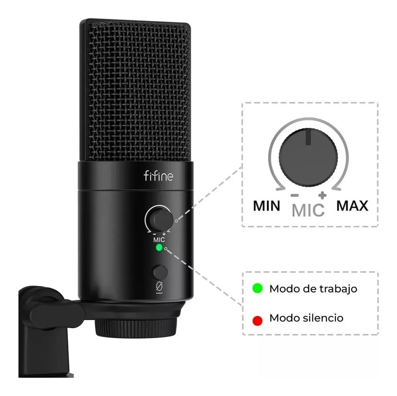 Micrófono cardioide de condensador Usb tipo C Fifine K683b