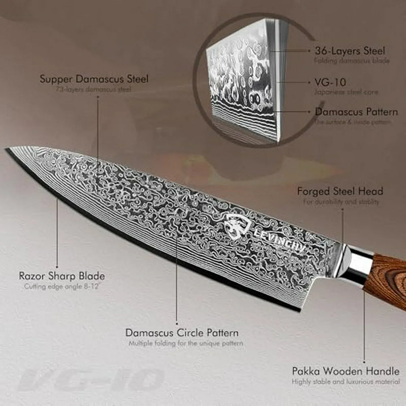 Cuchillo Chef Damasco 8 Profesional Acero Inoxidable Pakka