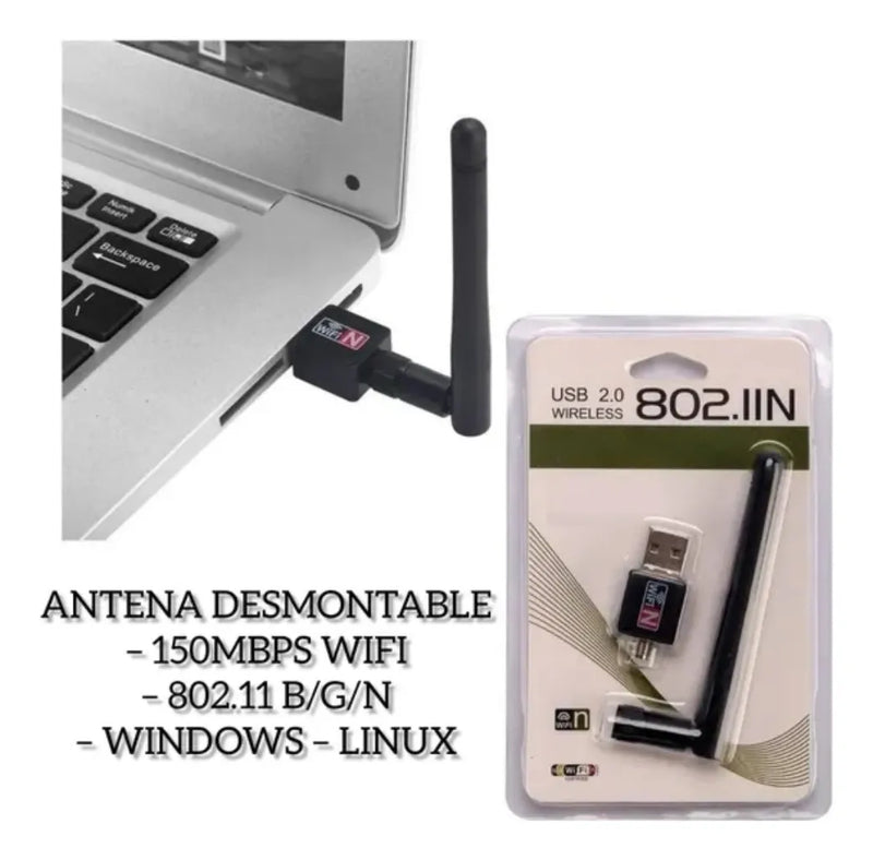 Adaptador Wifi Usb 600mbps Antena 802.iin 802-1 Wireless