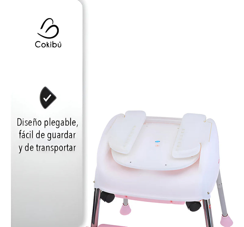 Silla Comedor Para Bebe 3 En 1 color Rosa SBEBE-1RS