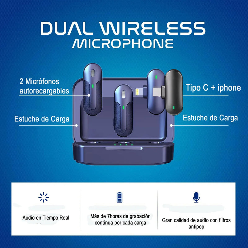 Micrófono Inalámbrico Vimai M8 Solapa Dual iPhone/USB-C Cancelación Ruido