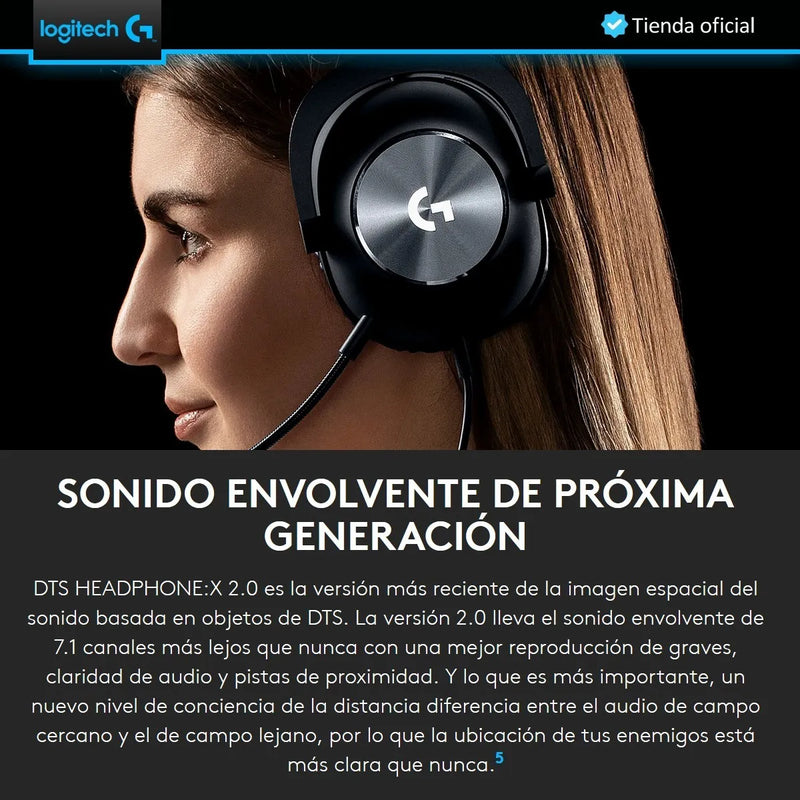 Logitech G Pro X, Diadema Gamer 7.1 Profesional, Pc Ps4 Xbox Negro