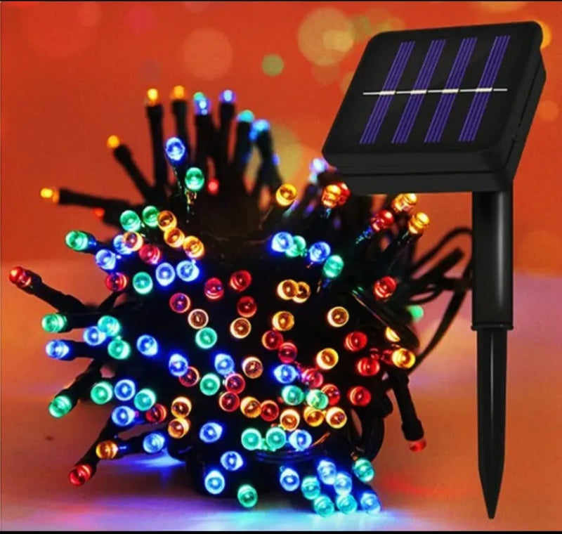 Luces Navideñas Solares Exterior 12metros 100 Leds Guirnalda Luces Multicolor