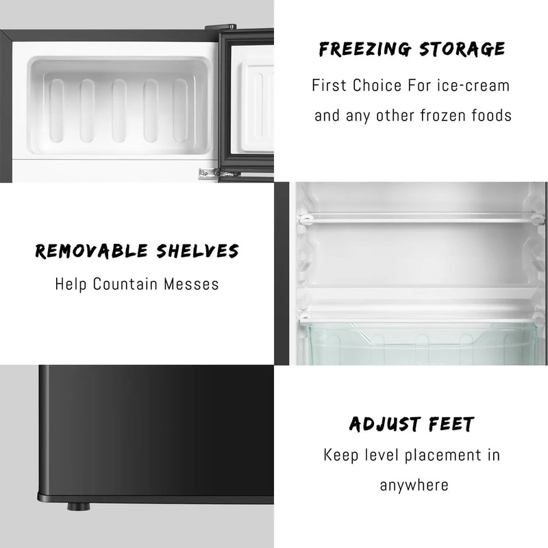 Mini Refrigerador 3.2 Pies Cúbicos 2 Puertas Plateado