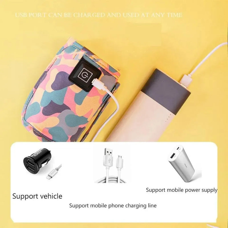 Calentador De Biberón/tetero Para Bebe Portatil Usb Viajero Rosa/blanco