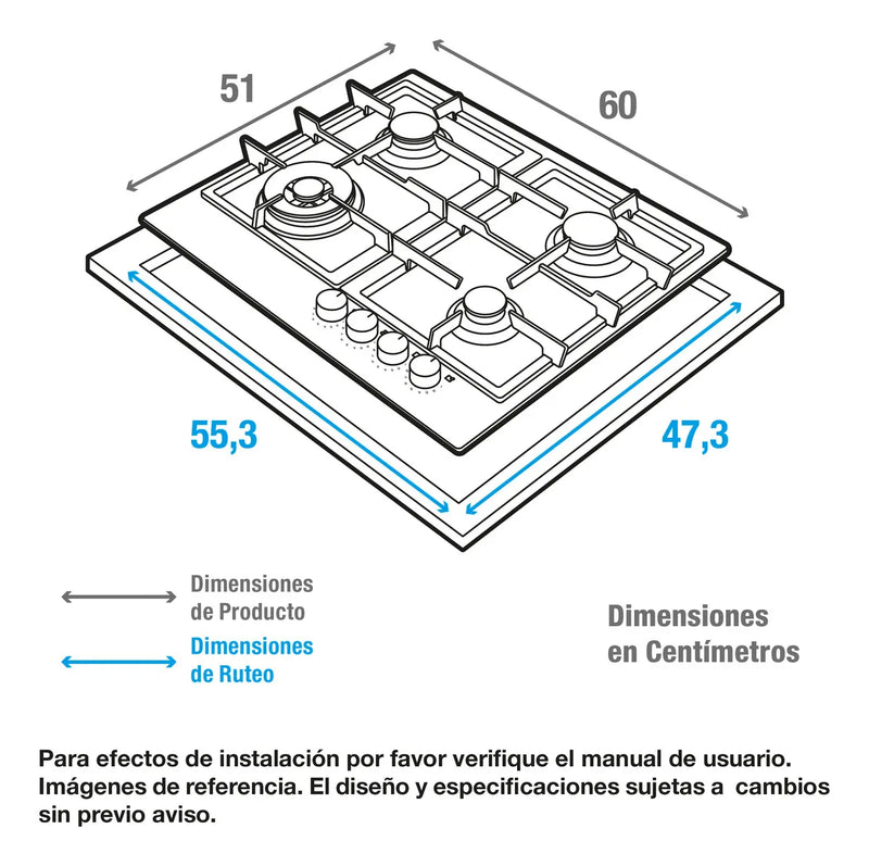 Estufa De Empotrar Challenger Acero 4 Puestos Sv 6860 Ei