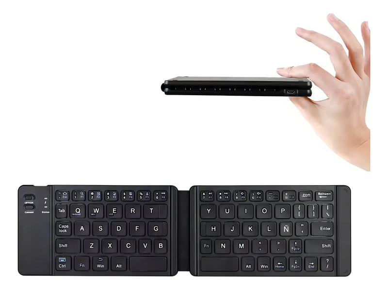 Teclado Inalambrico Bluetooth Plegable Para Pc Cel Letra Ñ Teclado Gris Idioma Inglés Internacional
