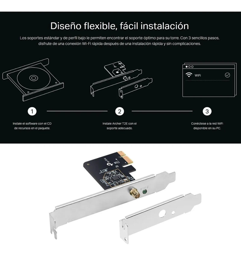 Tarjeta De Red Pci-e Wifi Dualband Ac600, Tp-link Archer T2e