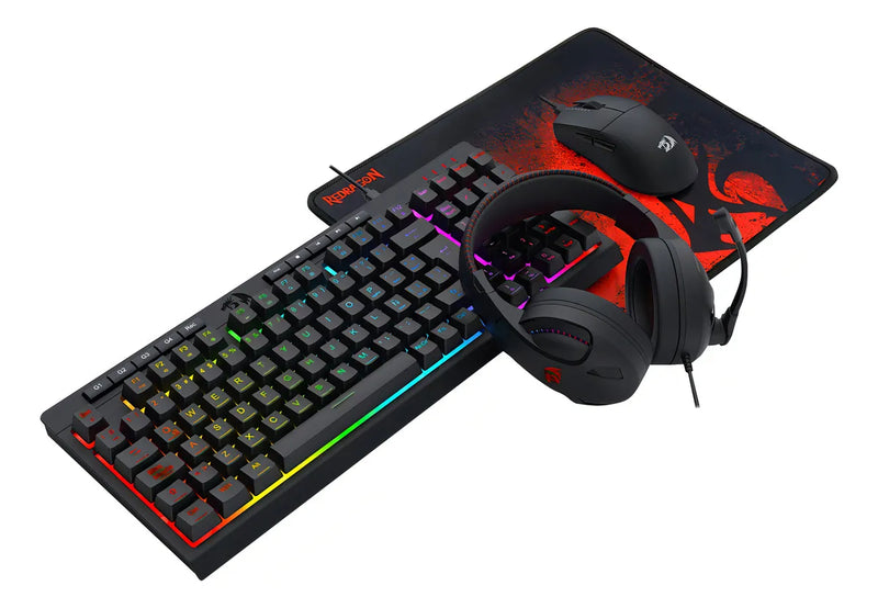 Kit Teclado/ Mouse/ Diadema/ Mousepad Redragon S147 Negro