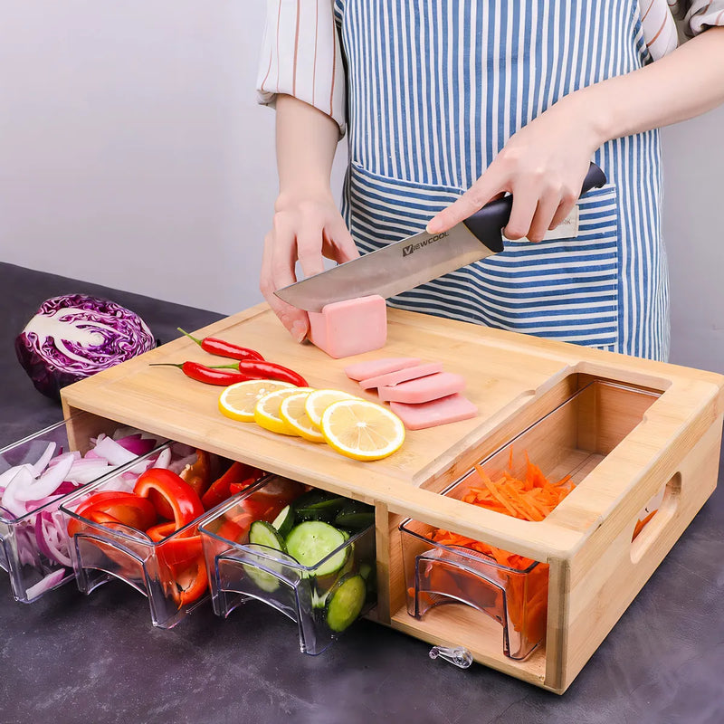Tablas De Cortar Para Cocina Tabla De Bambú Con 4 Contenedor