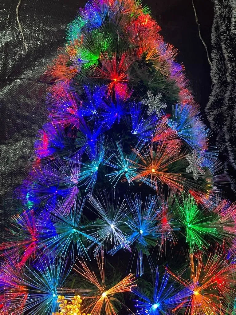 Arbol Fibra Optica Luz Calida Adorno Luz Color 180cm Verde Oscuro