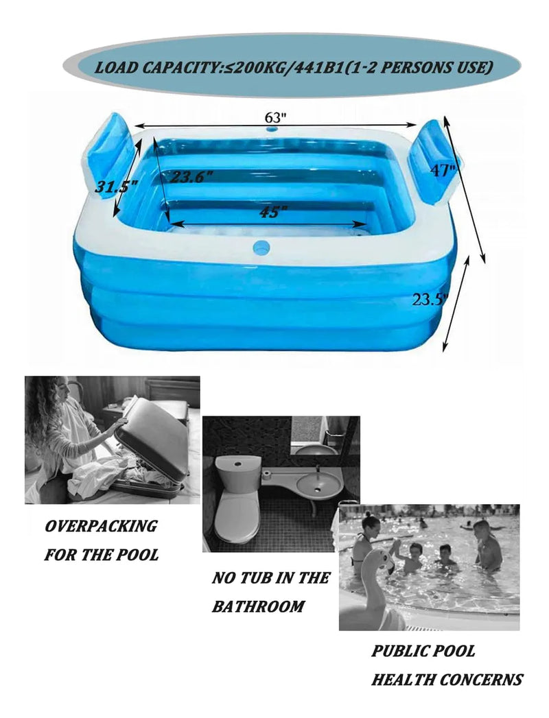 Banera Inflable Doble Para 2 Personas, Aire Electrica Y Repo
