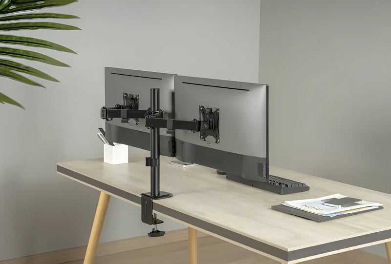 Soporte Para Monitor Doble Brazo De Acero Negro Ma301-22-000