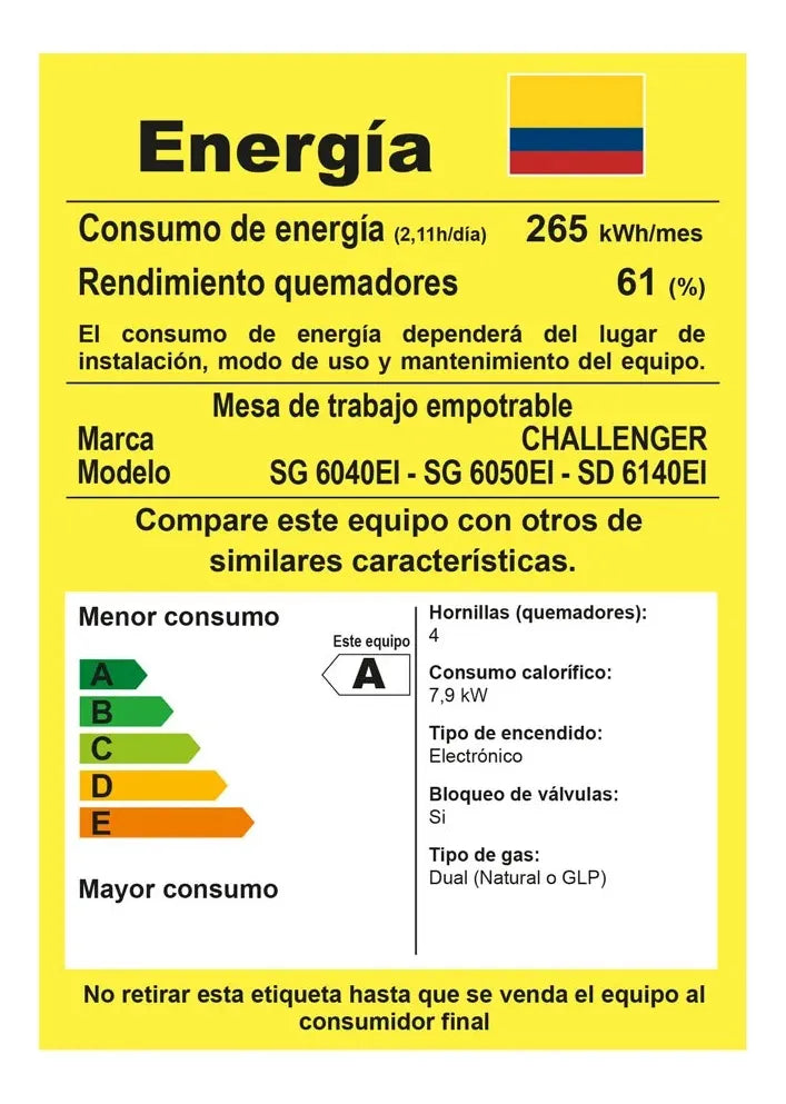Estufa A Gas Natural 4 Puestos Challenger- Ref. Sg6050