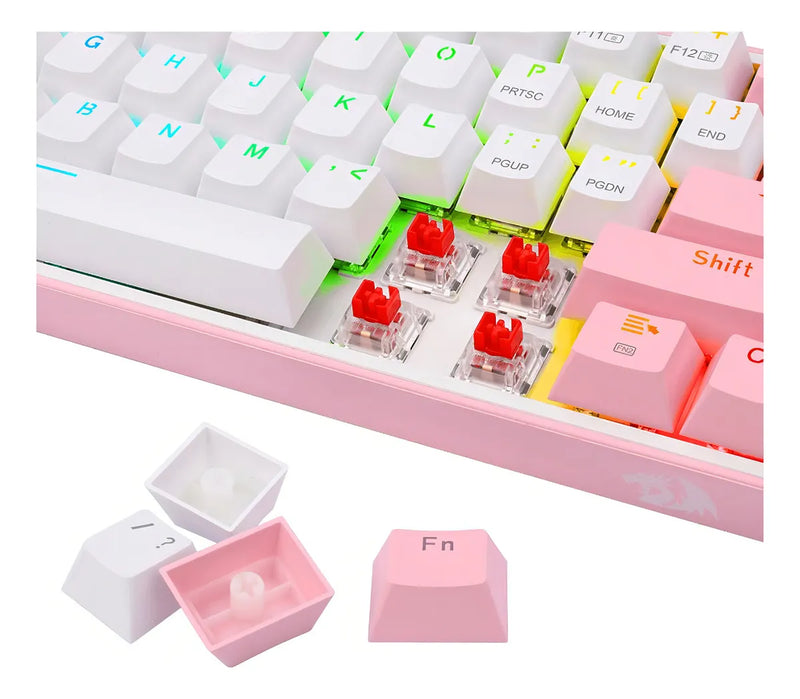 Teclado Redragon K616-rgb Fizz Pro Red Español - White/pink Color Del Teclado Blanco/rosa