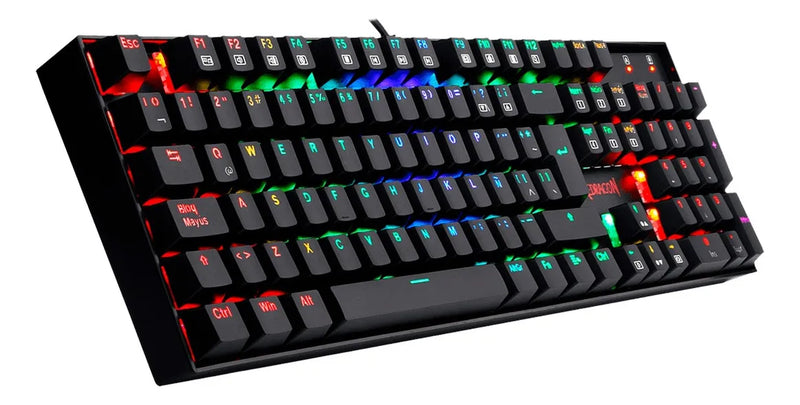 Teclado Gamer Redragon Mitra K551 Spanish Red Switch Black Teclado Negro Idioma Español España