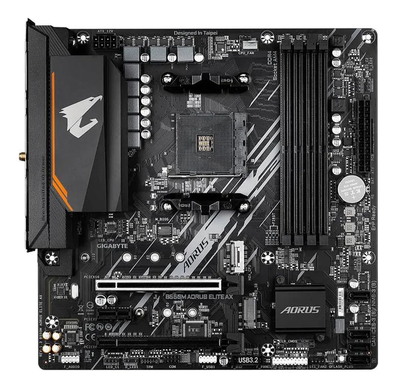 Placa base Gigabyte B550m Aorus Elite Ax Wifi y Bluetooth AM4, color negro