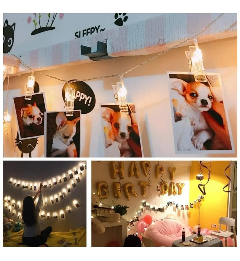 Luz Led Para Fotos X20 Luces Pinza Extensión 4m Guirnalda