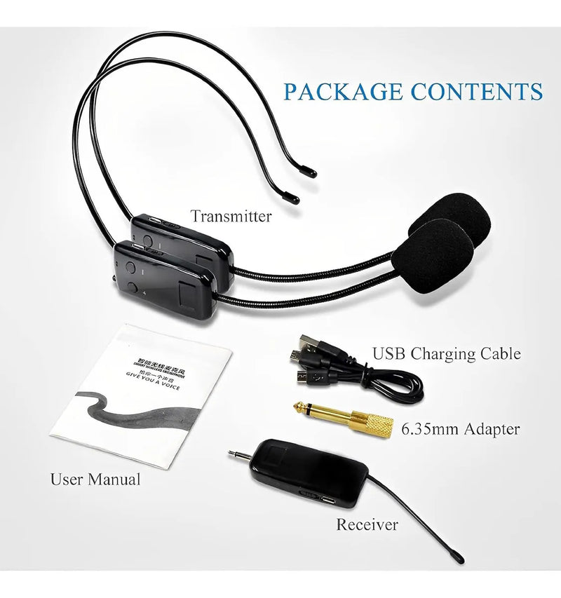 Sistema De Micrófono Inalámbrico 2.4g Portatil /dos Personas Negro