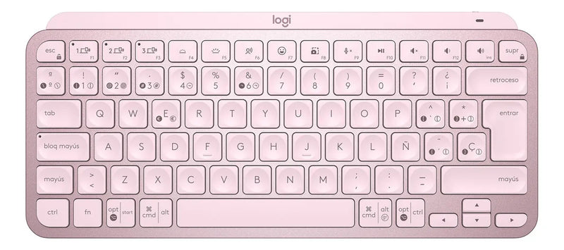 Logitech Mx Keys Mini, Teclado Avanzado Recargable, Rosado Teclado Rosa Idioma Español