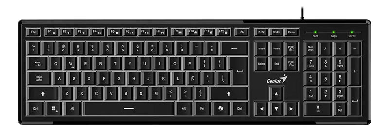 Teclado Con Cable Genius Slimstar 820 Iluminado Usb Teclado Negro Idioma Español España