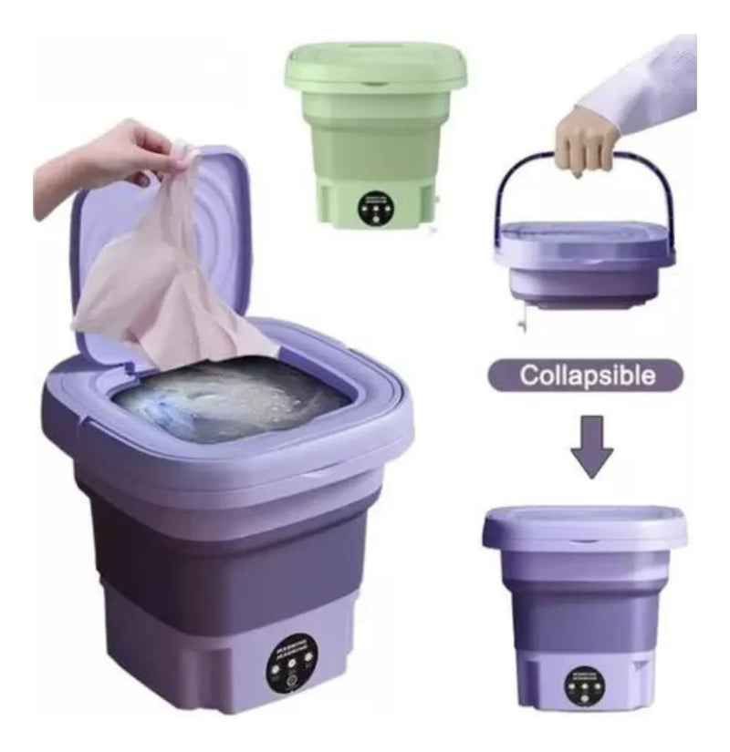 Mini Lavadora Electrica Portátil Plegable Morado